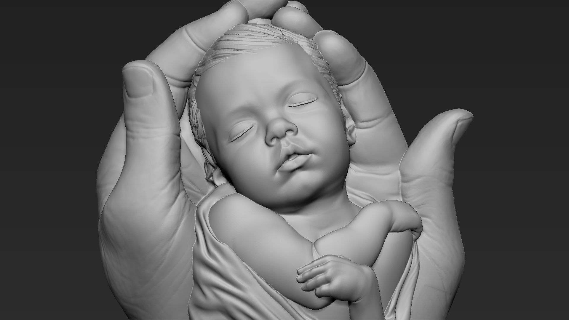 Baby In Hands Relief 01 3D print model_6