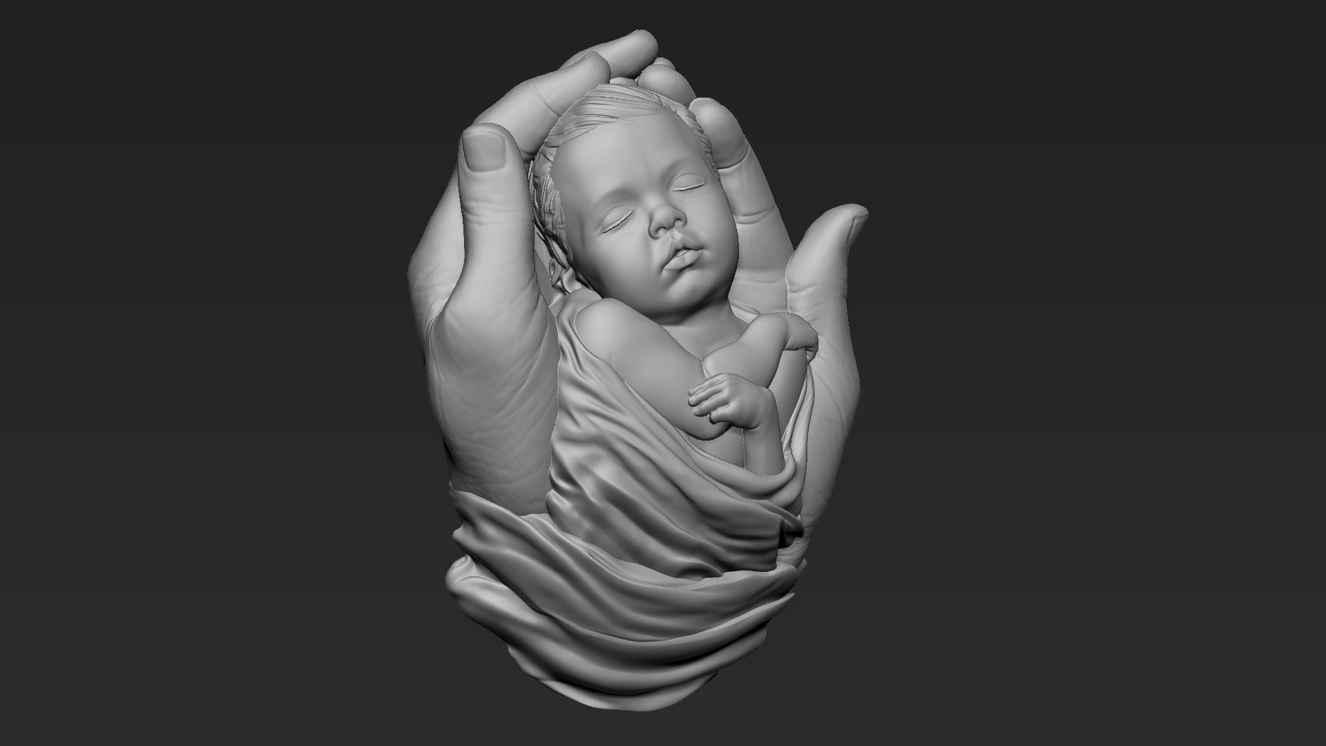 Baby In Hands Relief 01 3D print model_8