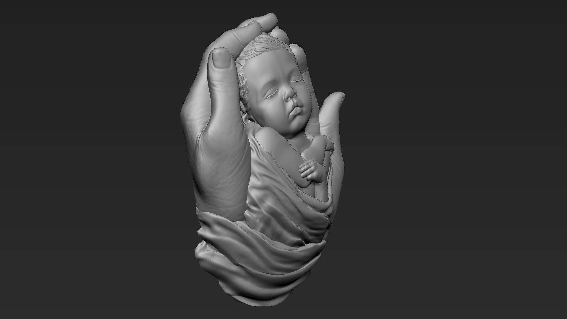 Baby In Hands Relief 01 3D print model_9