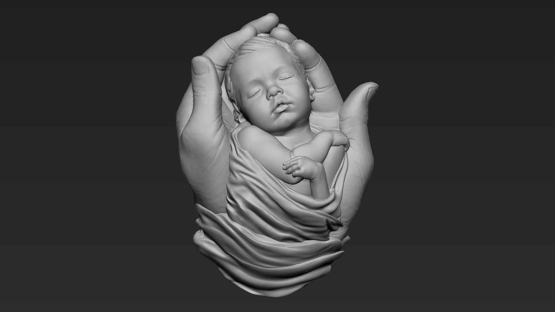 Baby In Hands Relief 01 3D print model_3
