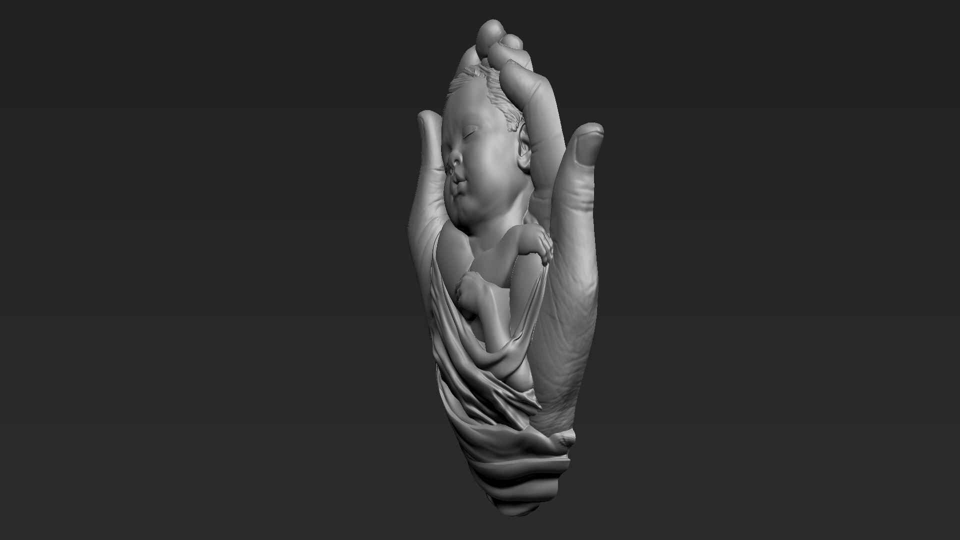 Baby In Hands Relief 01 3D print model_4