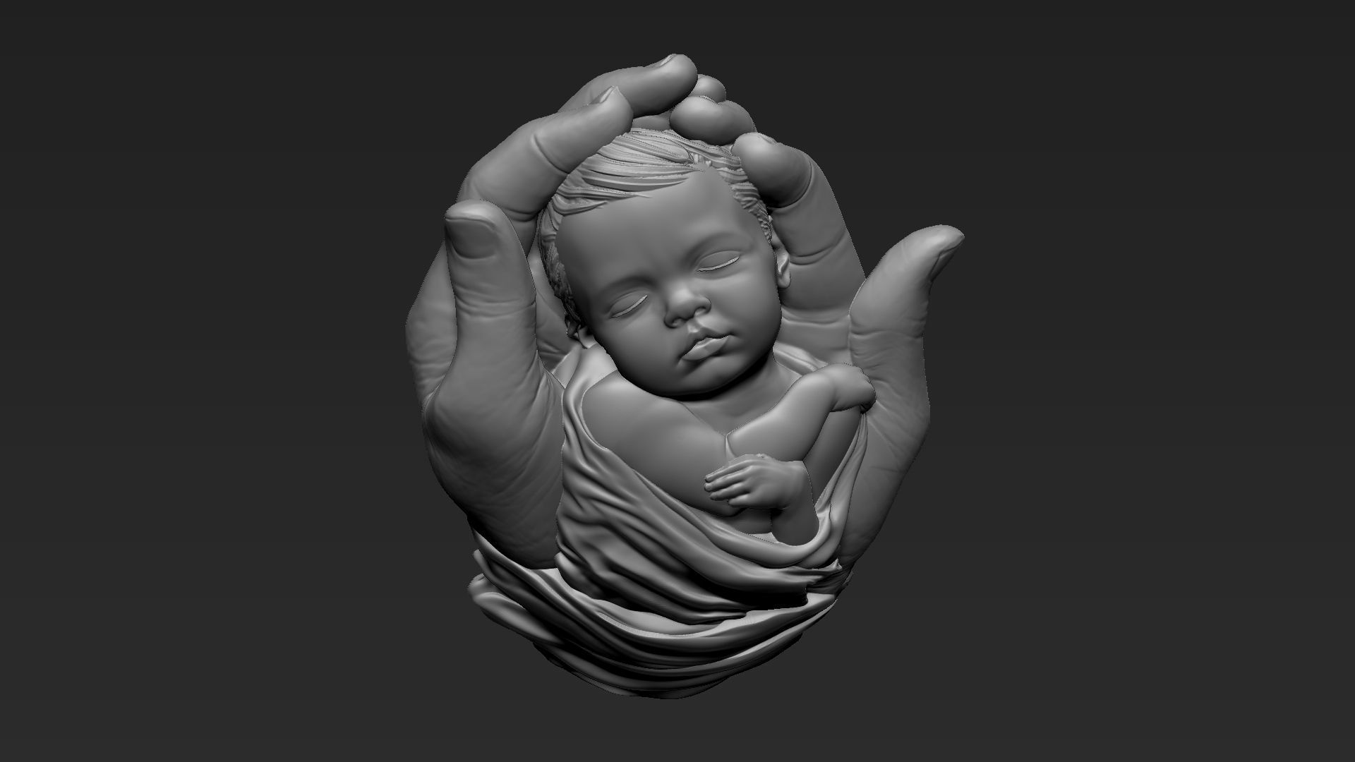 Baby In Hands Relief 01 3D print model_7