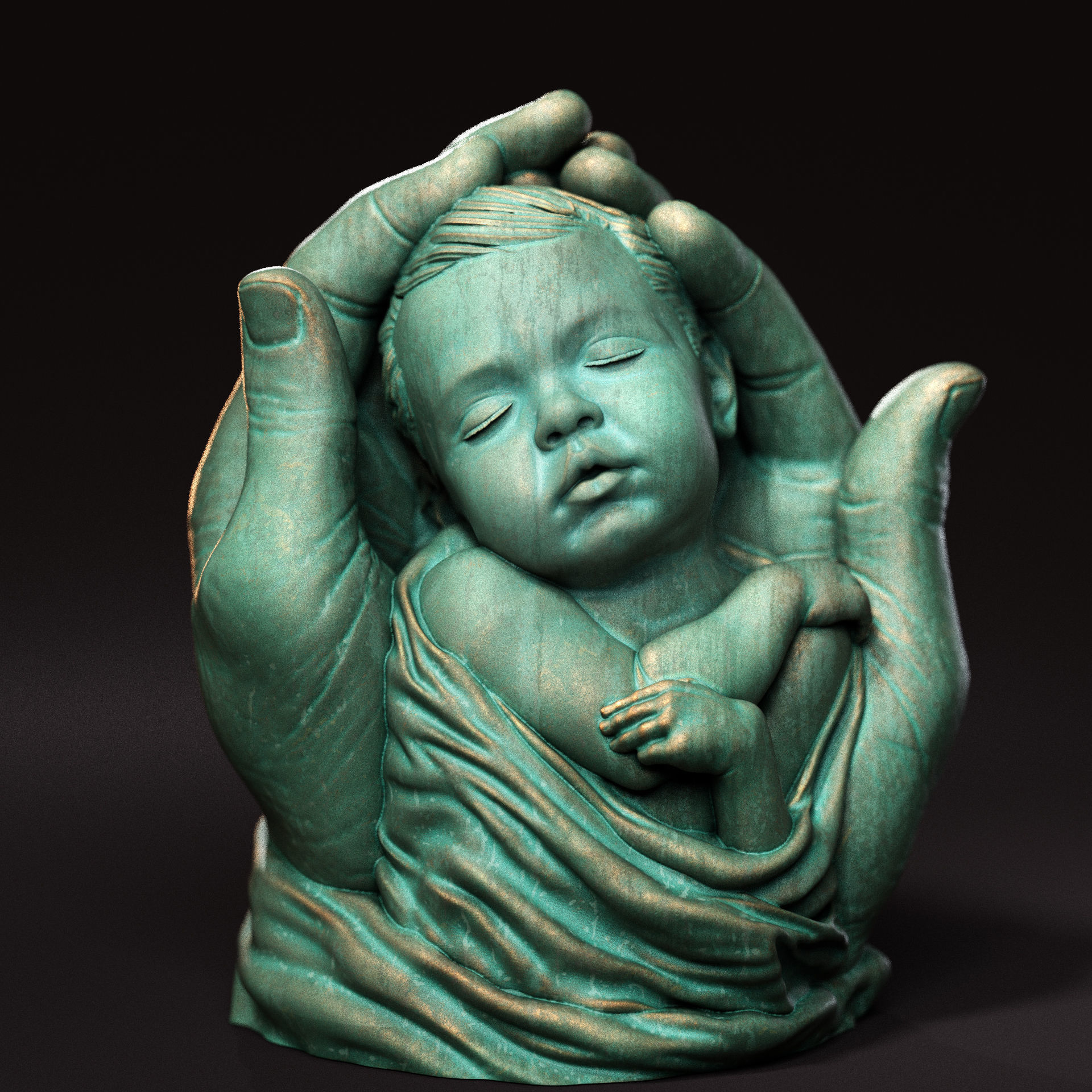 Baby In Hands Sculpture 01 3D print model_1