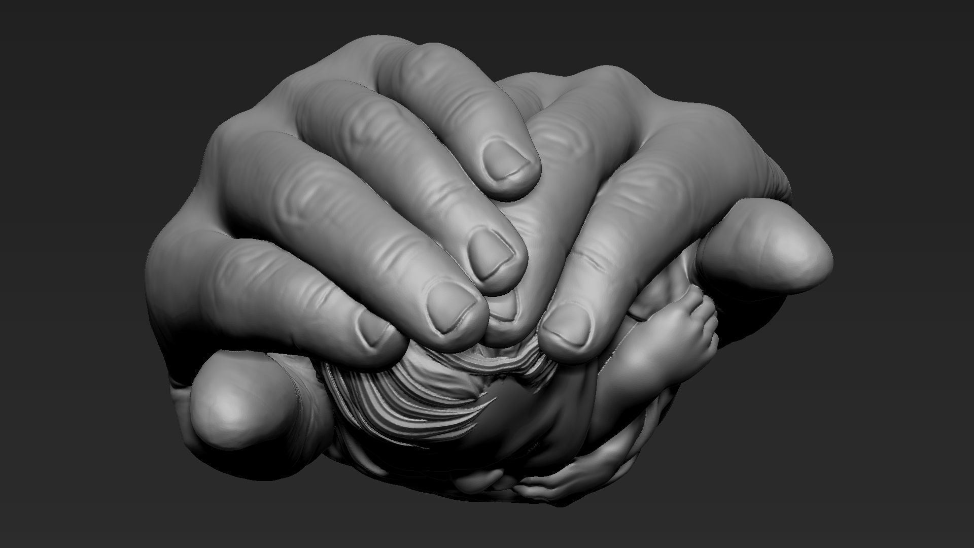 Baby In Hands Sculpture 01 3D print model_7