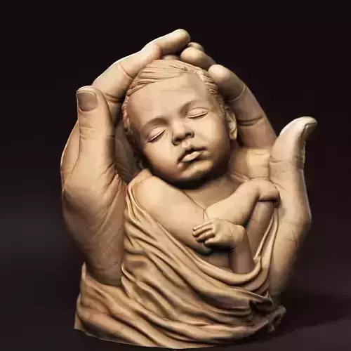 Baby In Hands Sculpture 01 3D print model
