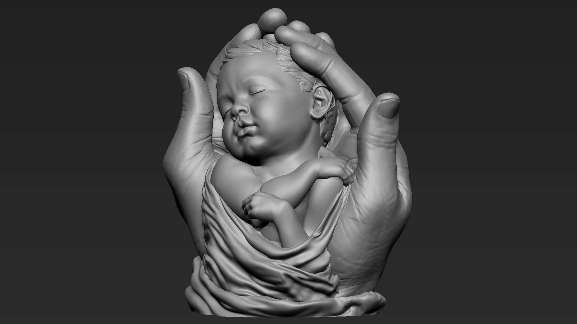 Baby In Hands Sculpture 01 3D print model_9