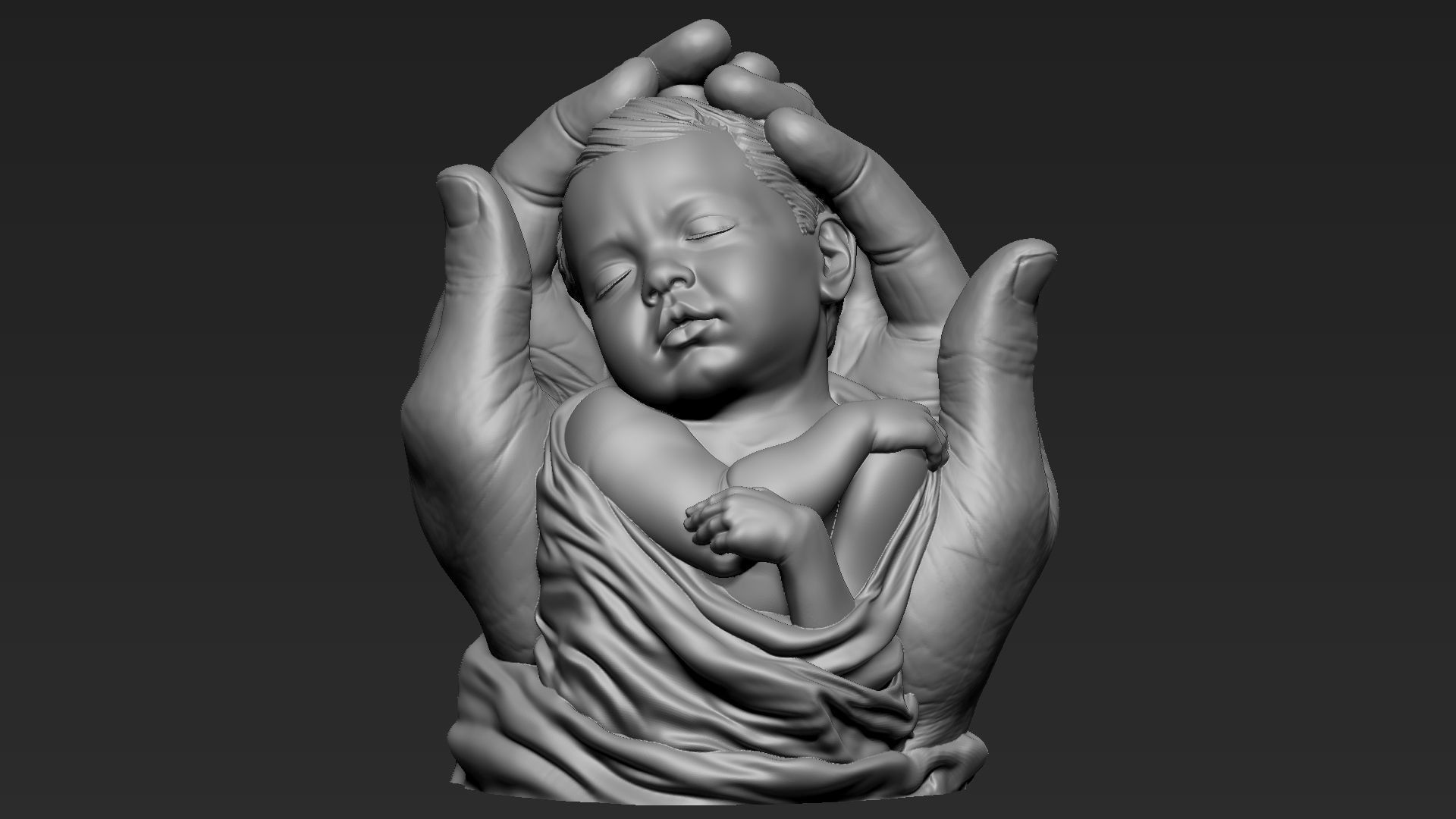 Baby In Hands Sculpture 01 3D print model_8