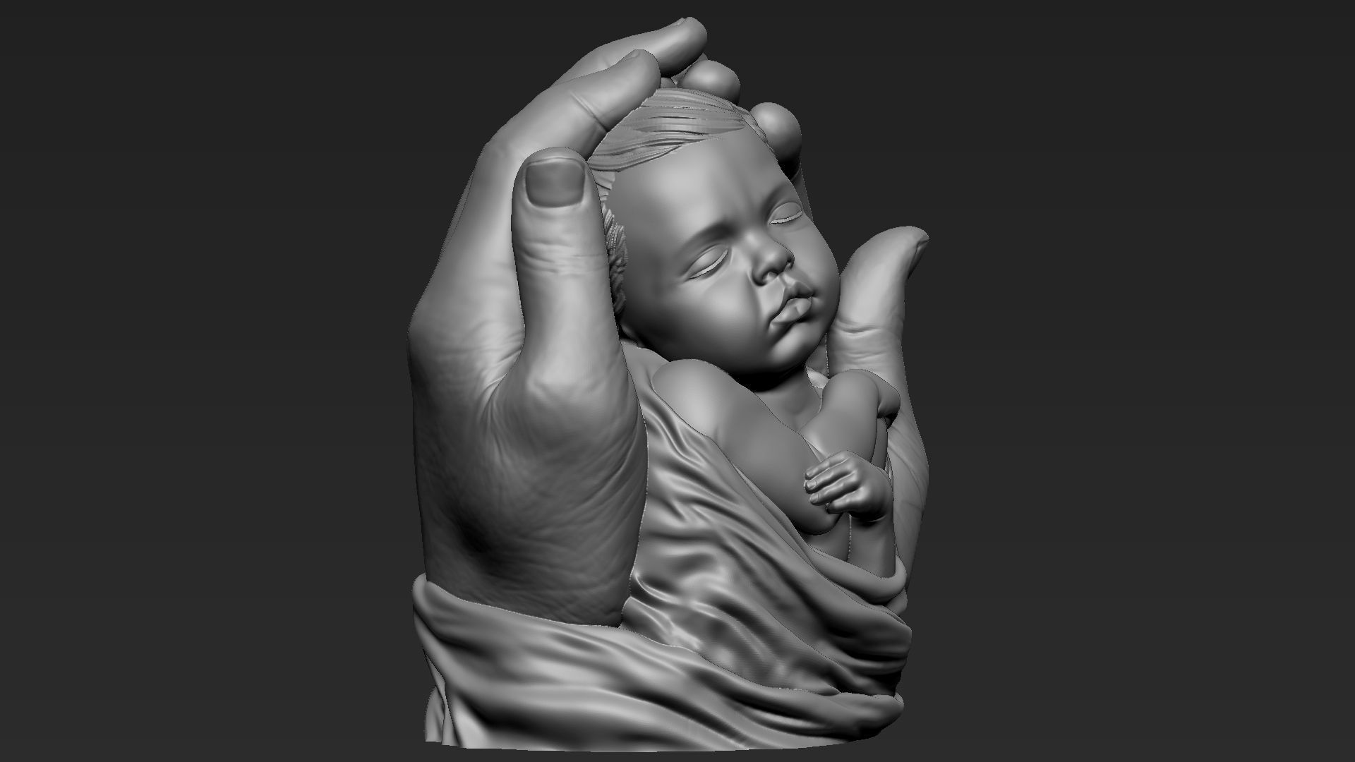 Baby In Hands Sculpture 01 3D print model_4
