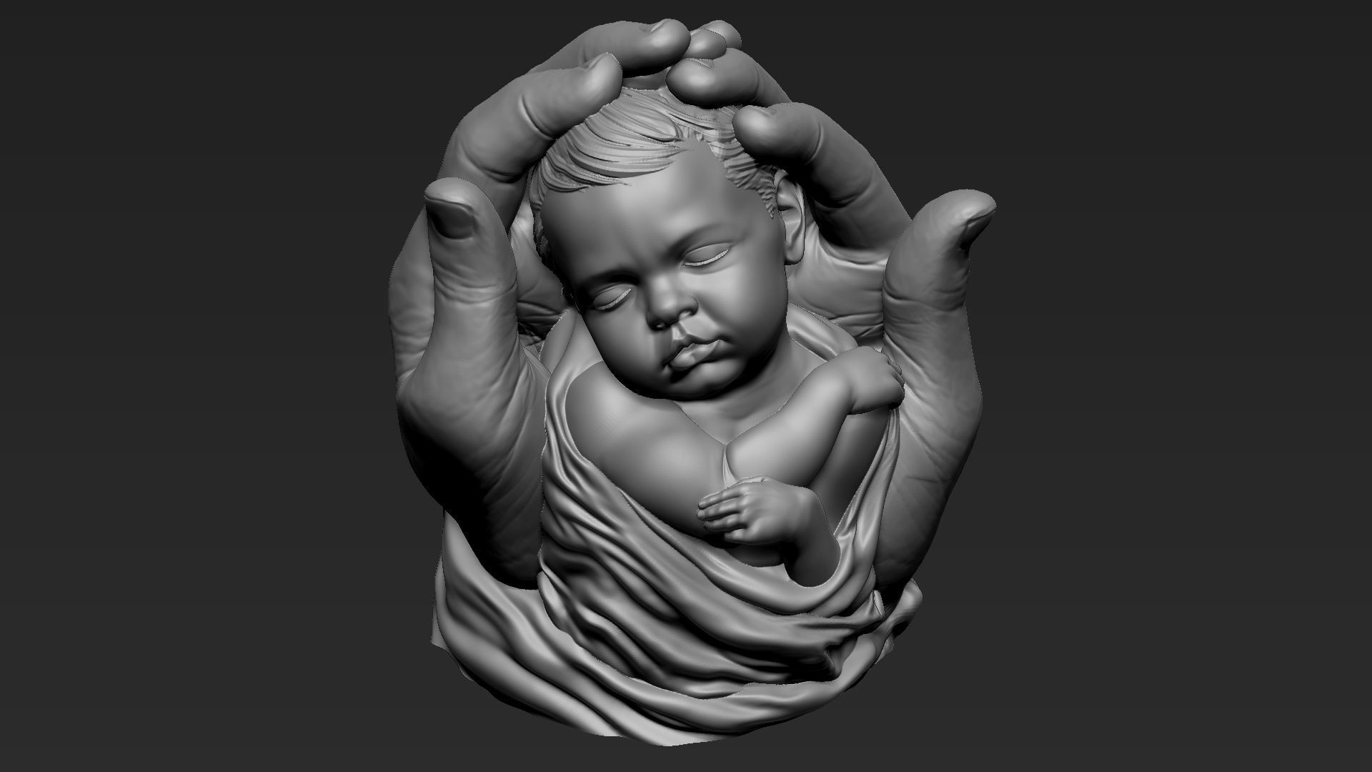 Baby In Hands Sculpture 01 3D print model_6