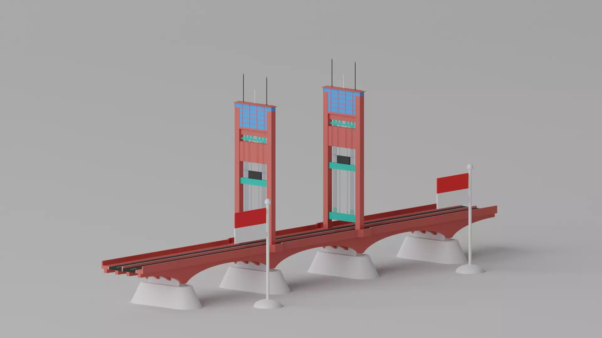 Ampera Bridge Palembang Indonesia 3D model