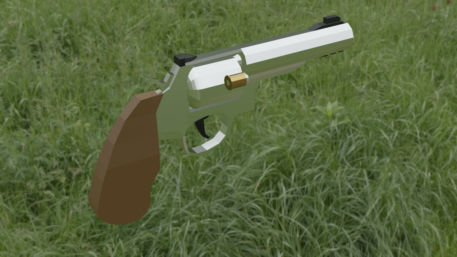 Low Poly Revolver Low-poly 3D model_1
