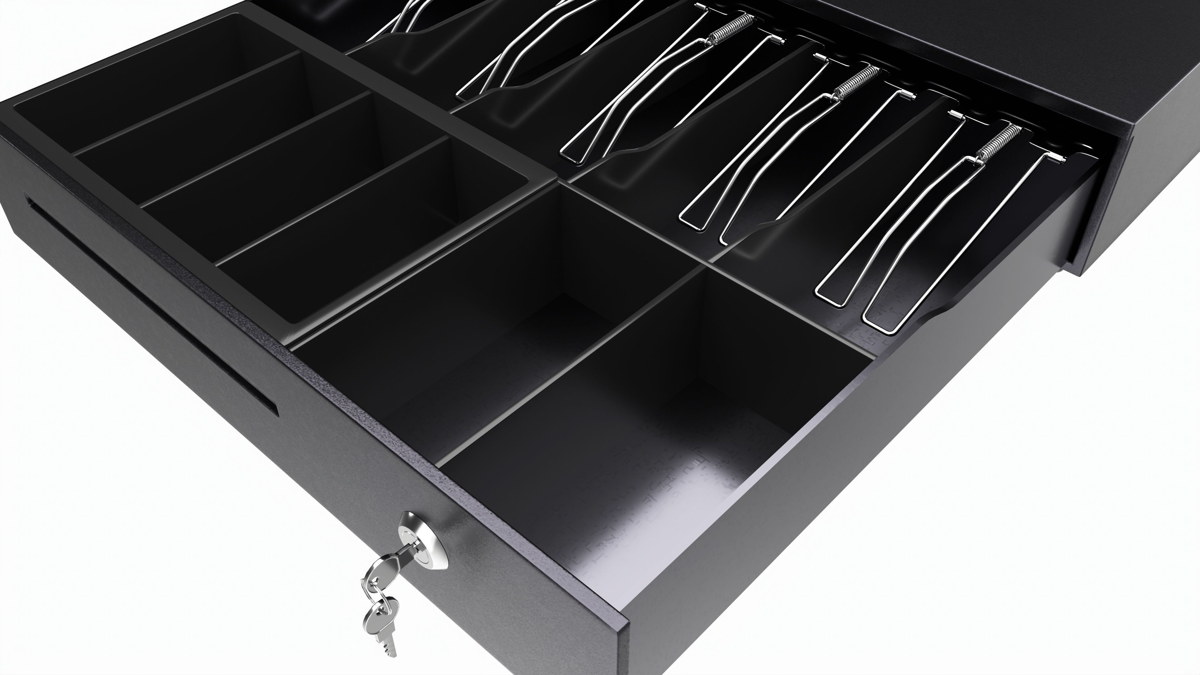 Cash Register Drawer for POS System open 3D model_3