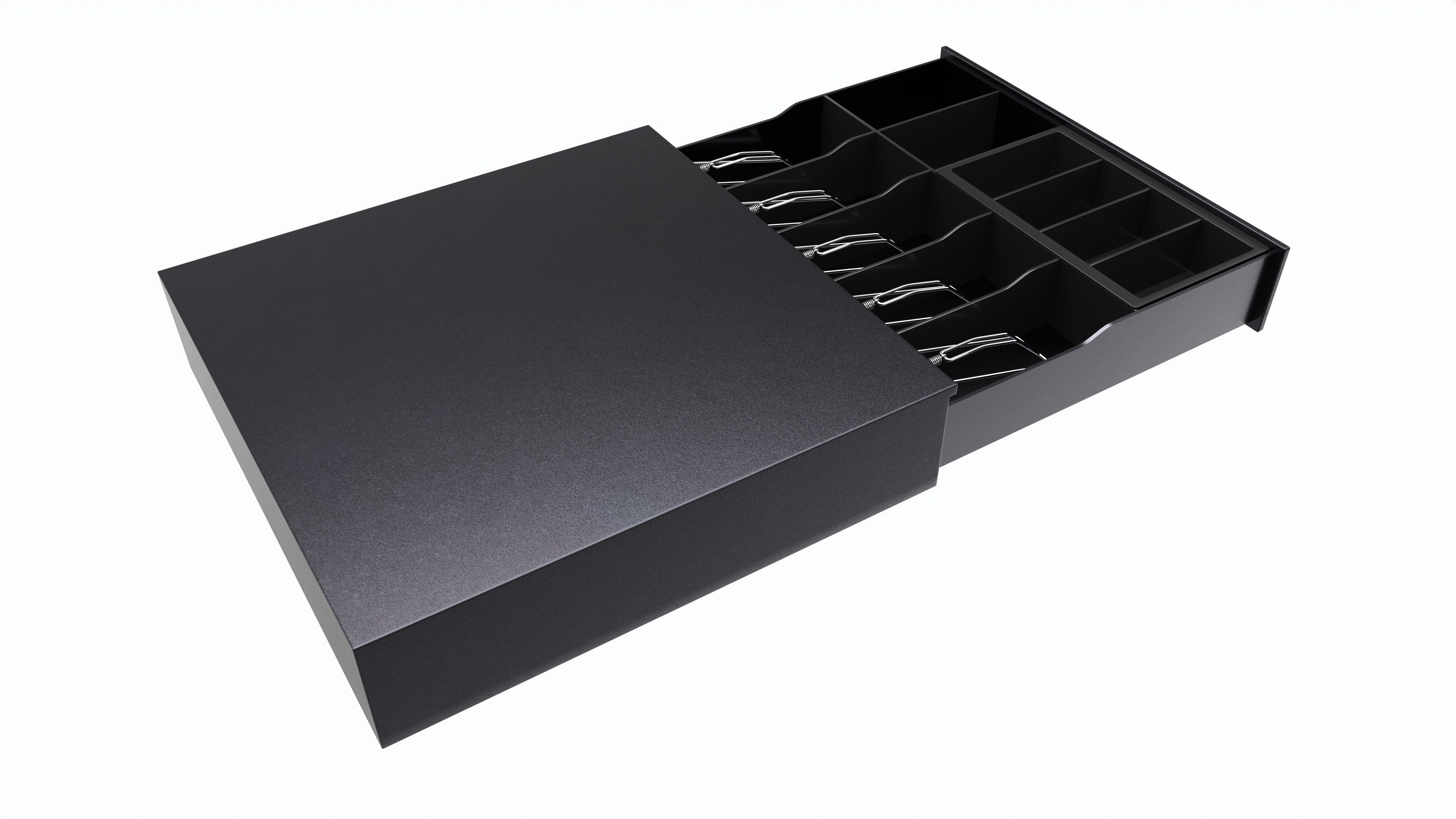 Cash Register Drawer for POS System open 3D model_1