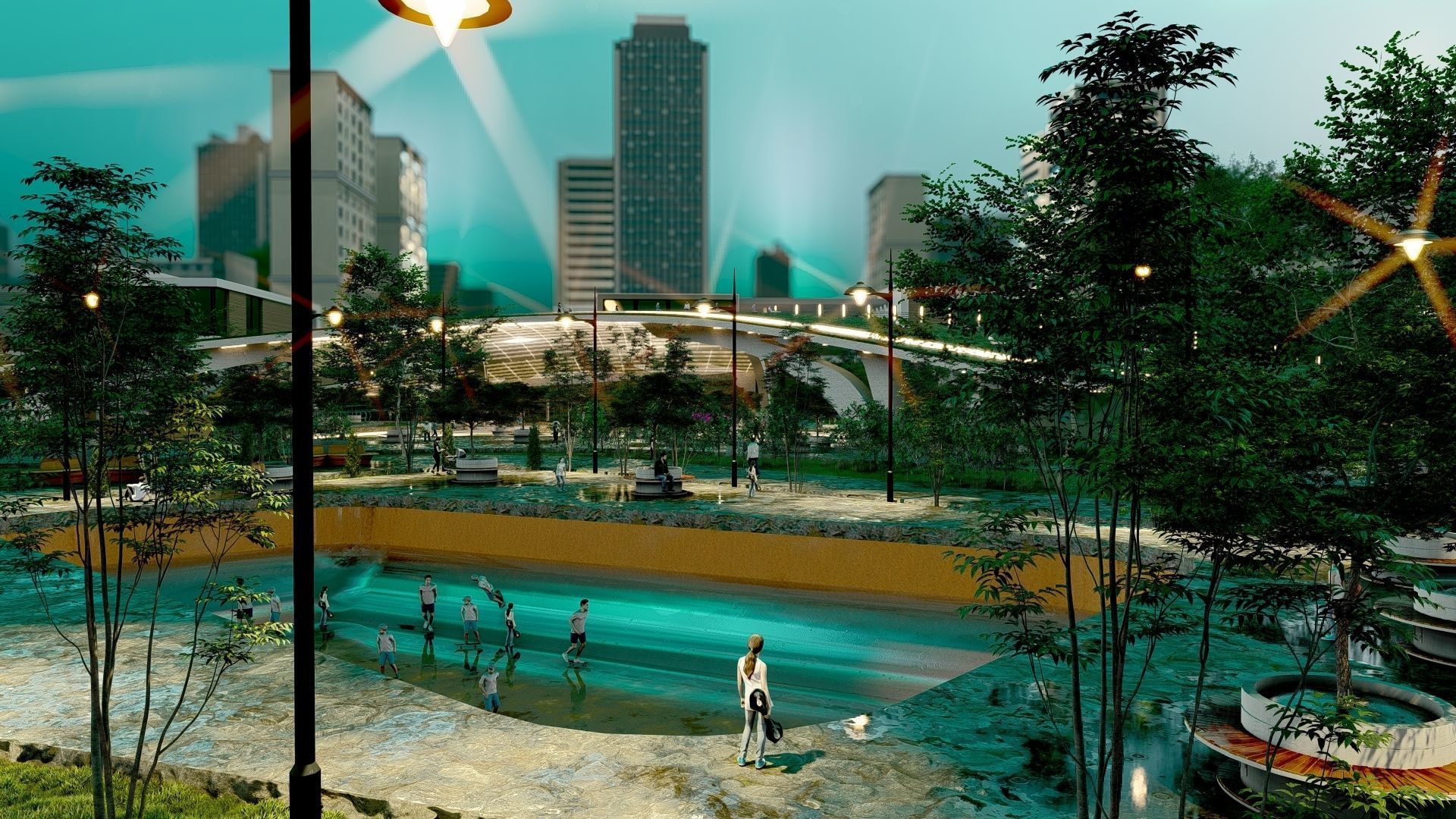 Organic architecture park landscapewith 3d grass free concept 3D model ...