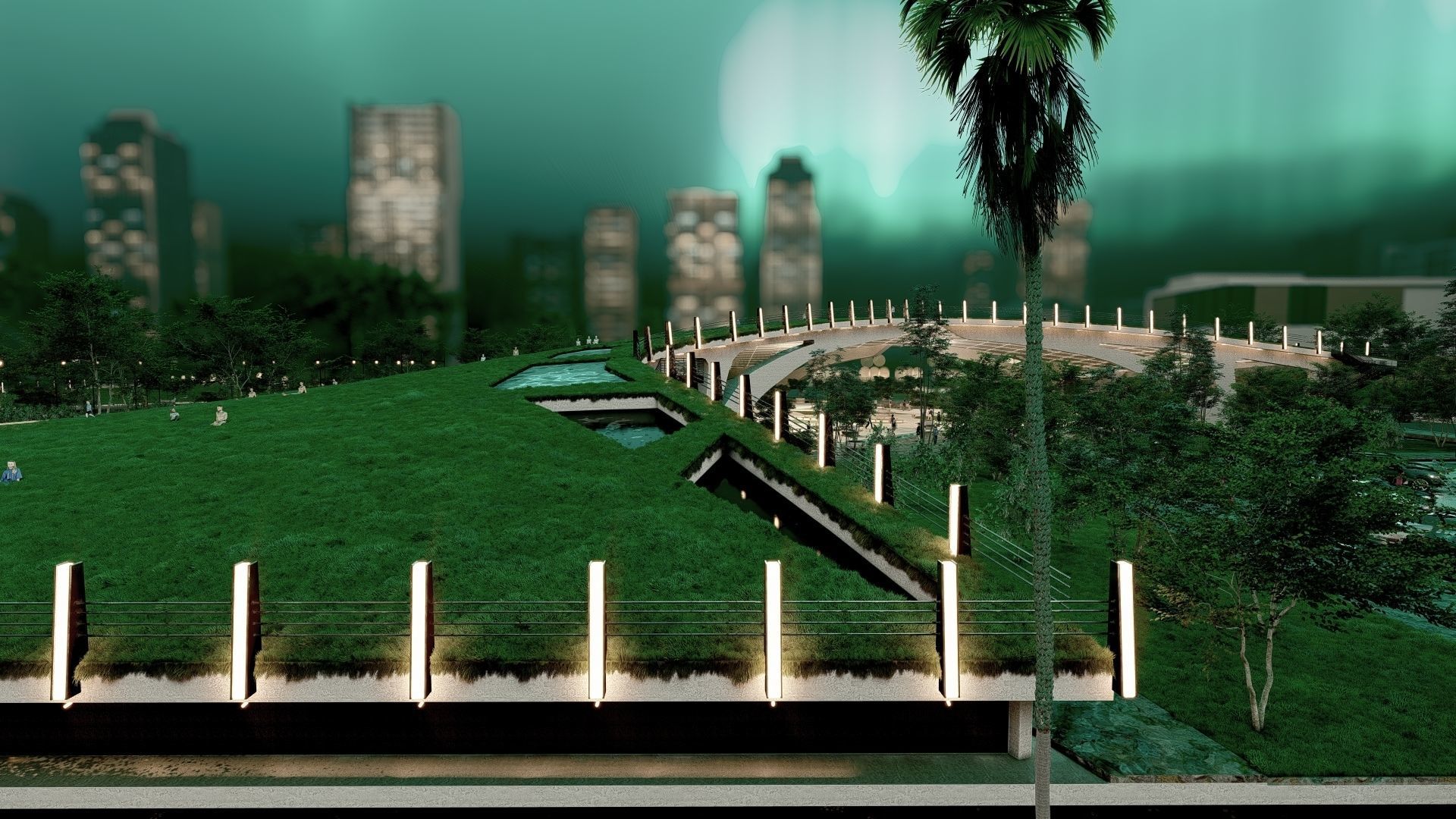Organic architecture park landscapewith 3d grass free concept 3D model ...