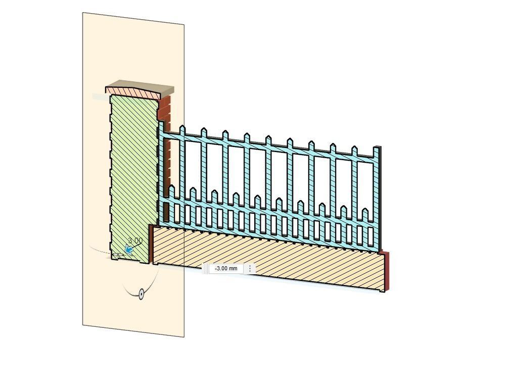 Model Railway Brick Wall with Metal Railings 3D print model_13