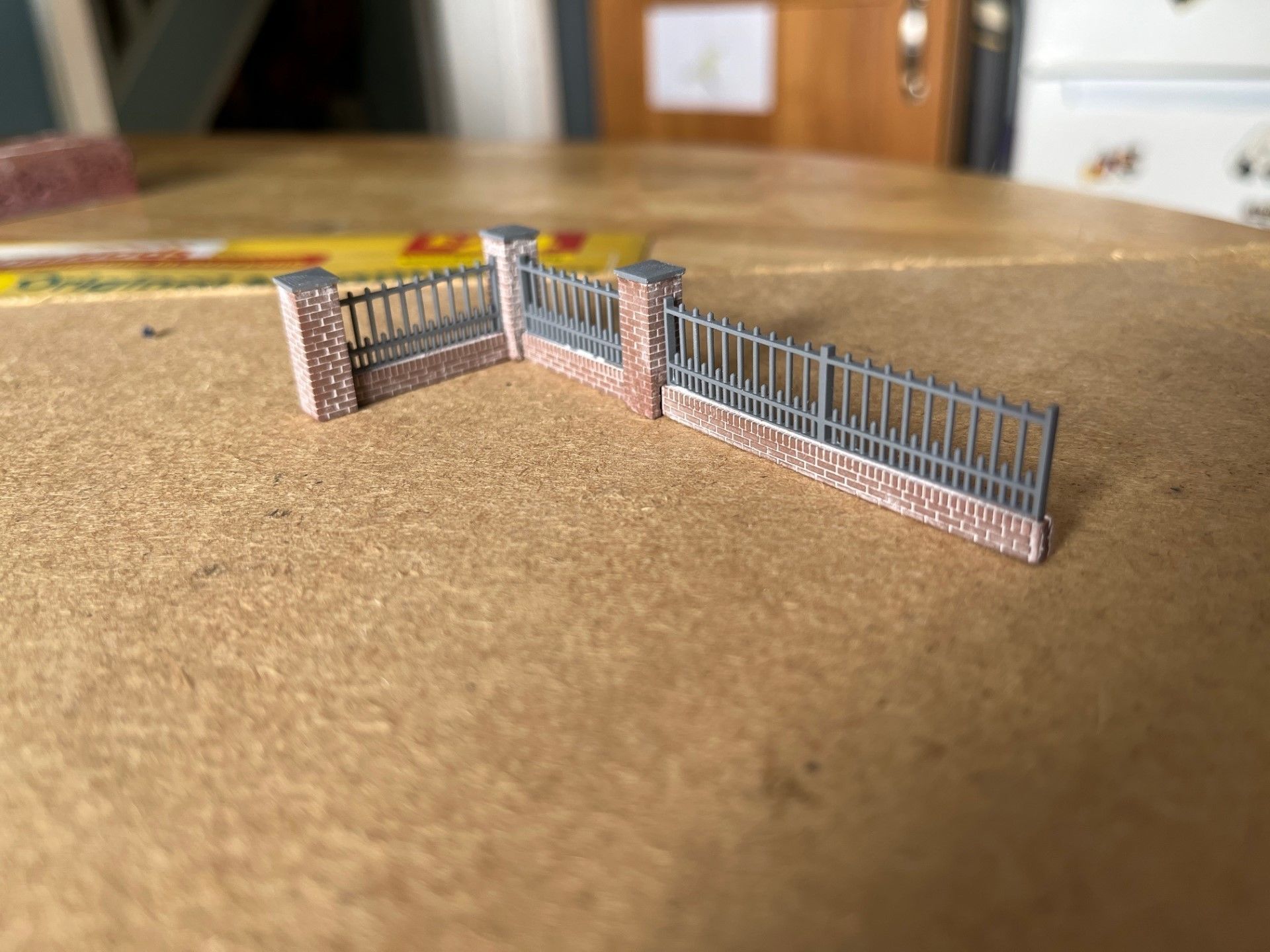 Model Railway Brick Wall with Metal Railings 3D print model_5