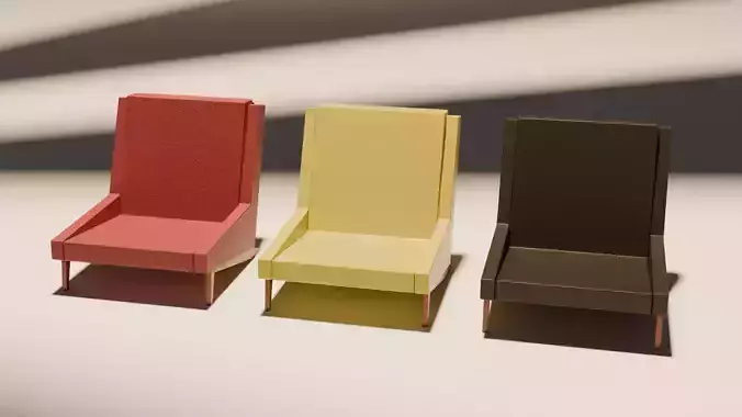 Retro Interior Arm Chair GameAsset Architectural Visualisation