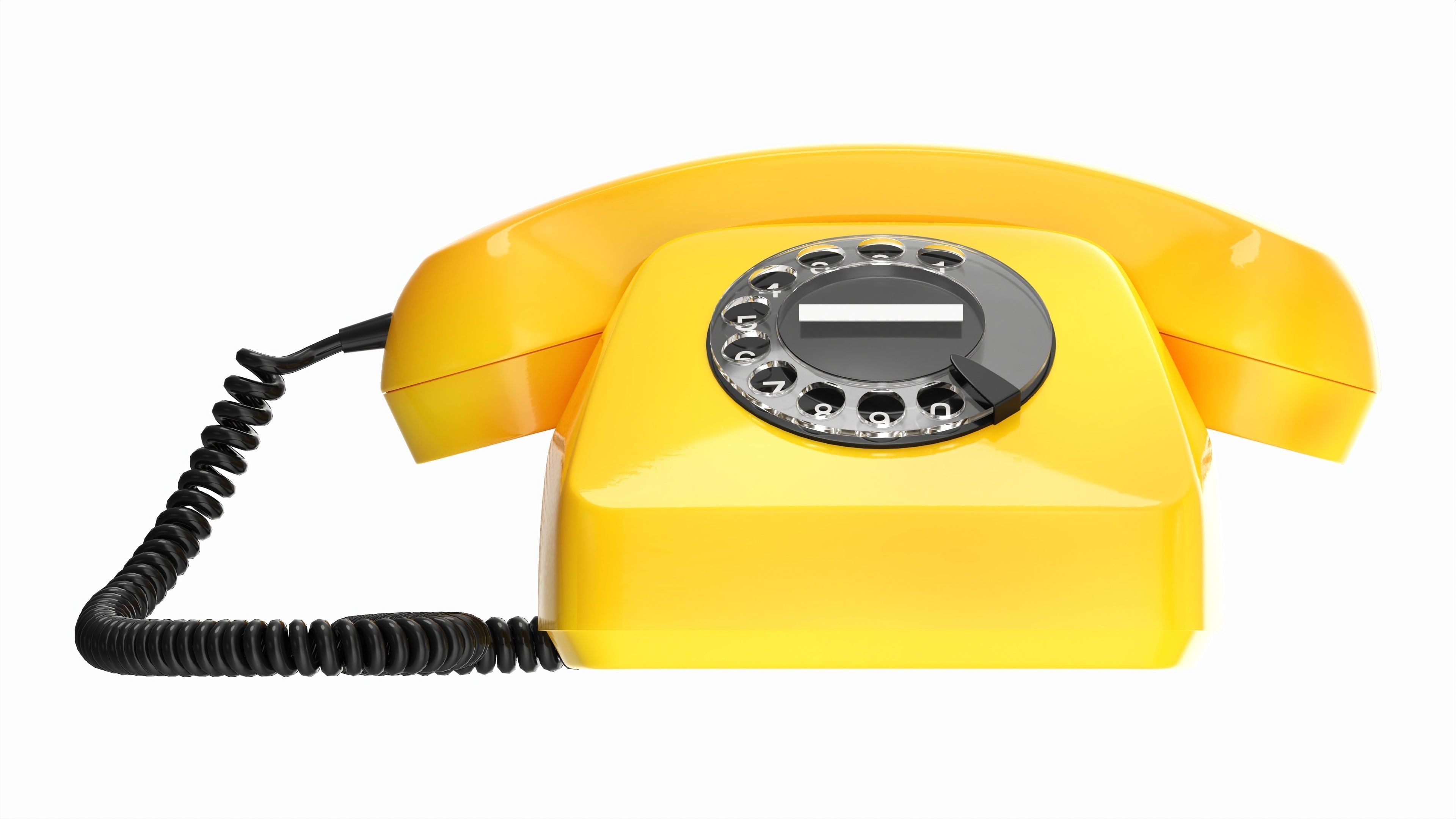 Table Rotary Dial Telephone Yellow 3D model_4