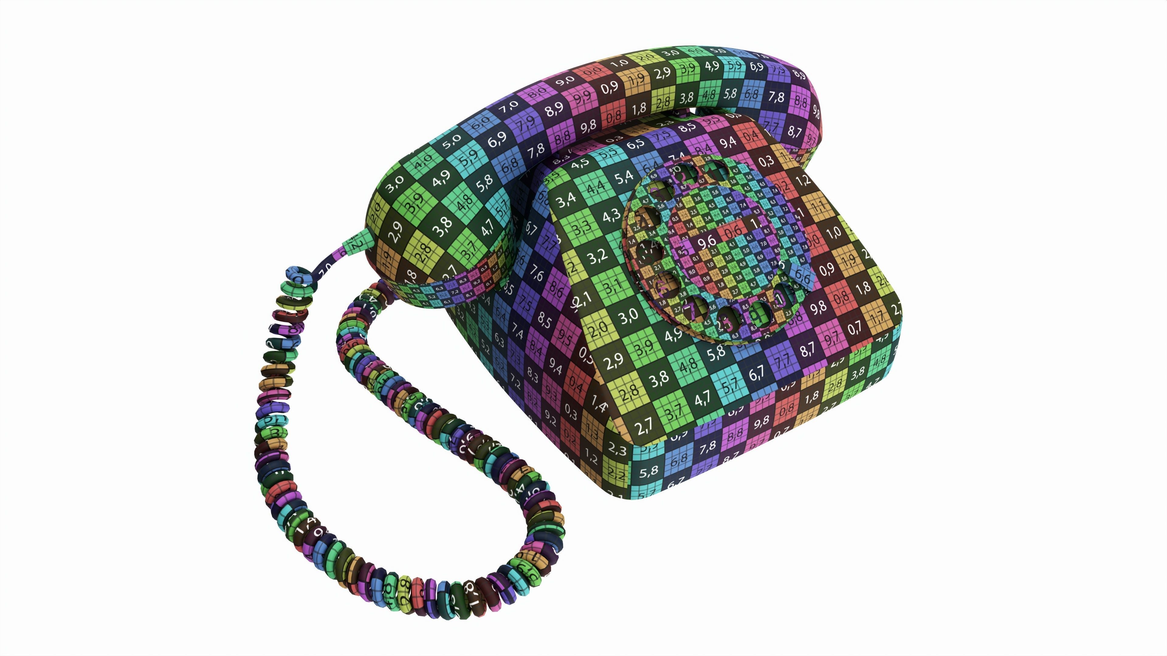 Table Rotary Dial Telephone Yellow 3D model_7