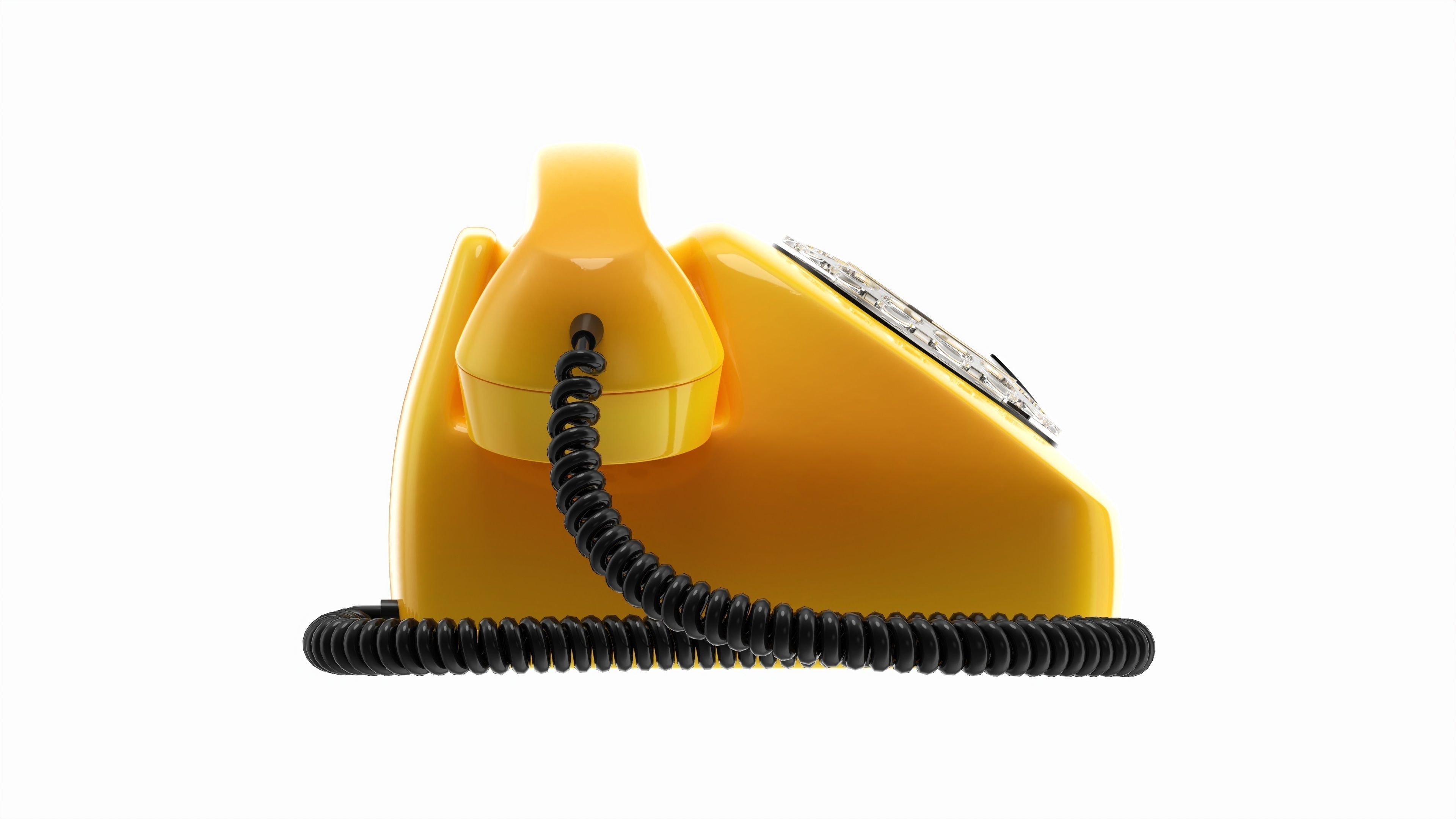Table Rotary Dial Telephone Yellow 3D model_5