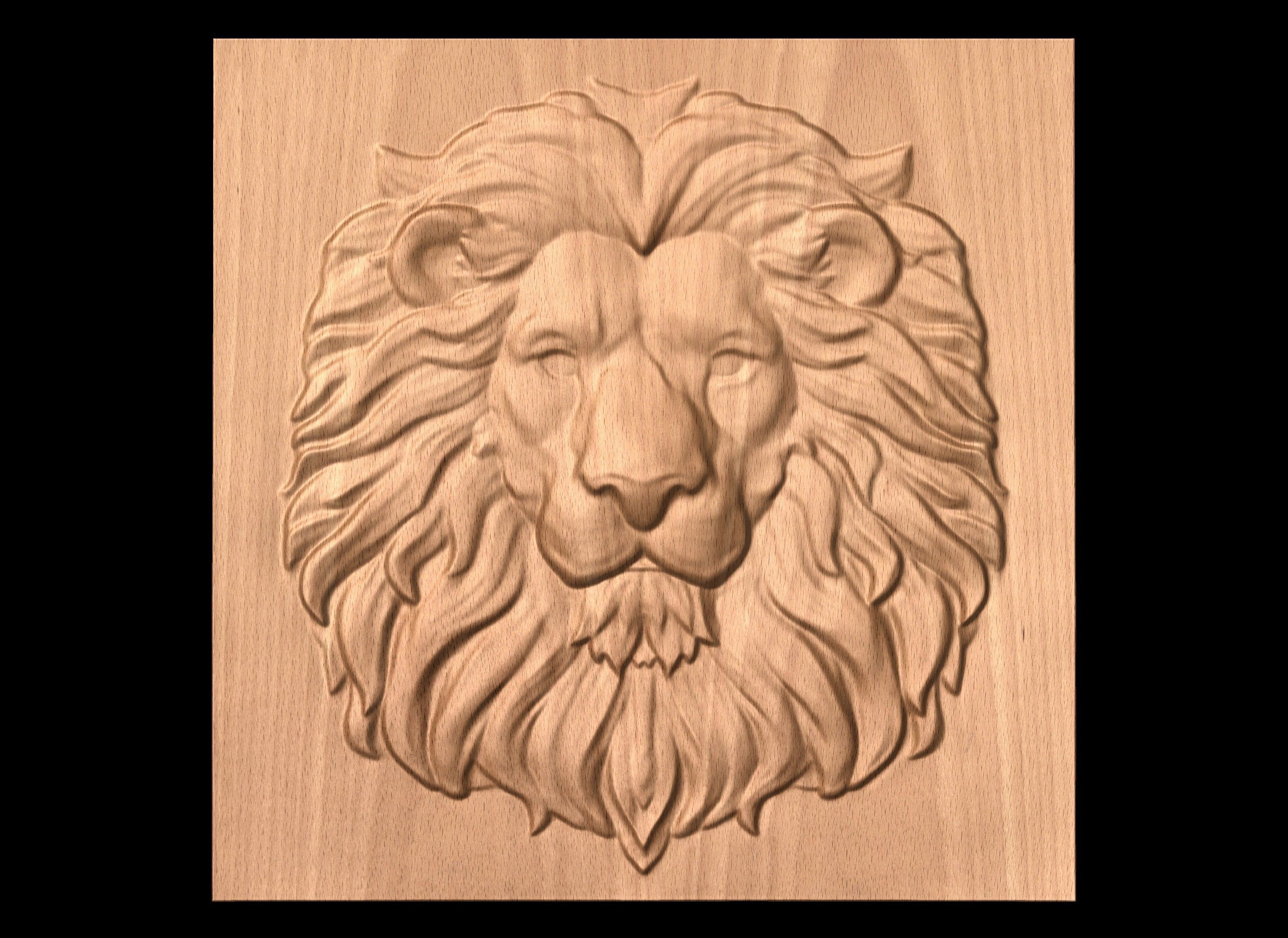 Lion Head 2 CNC bas-relief 3D print model_5