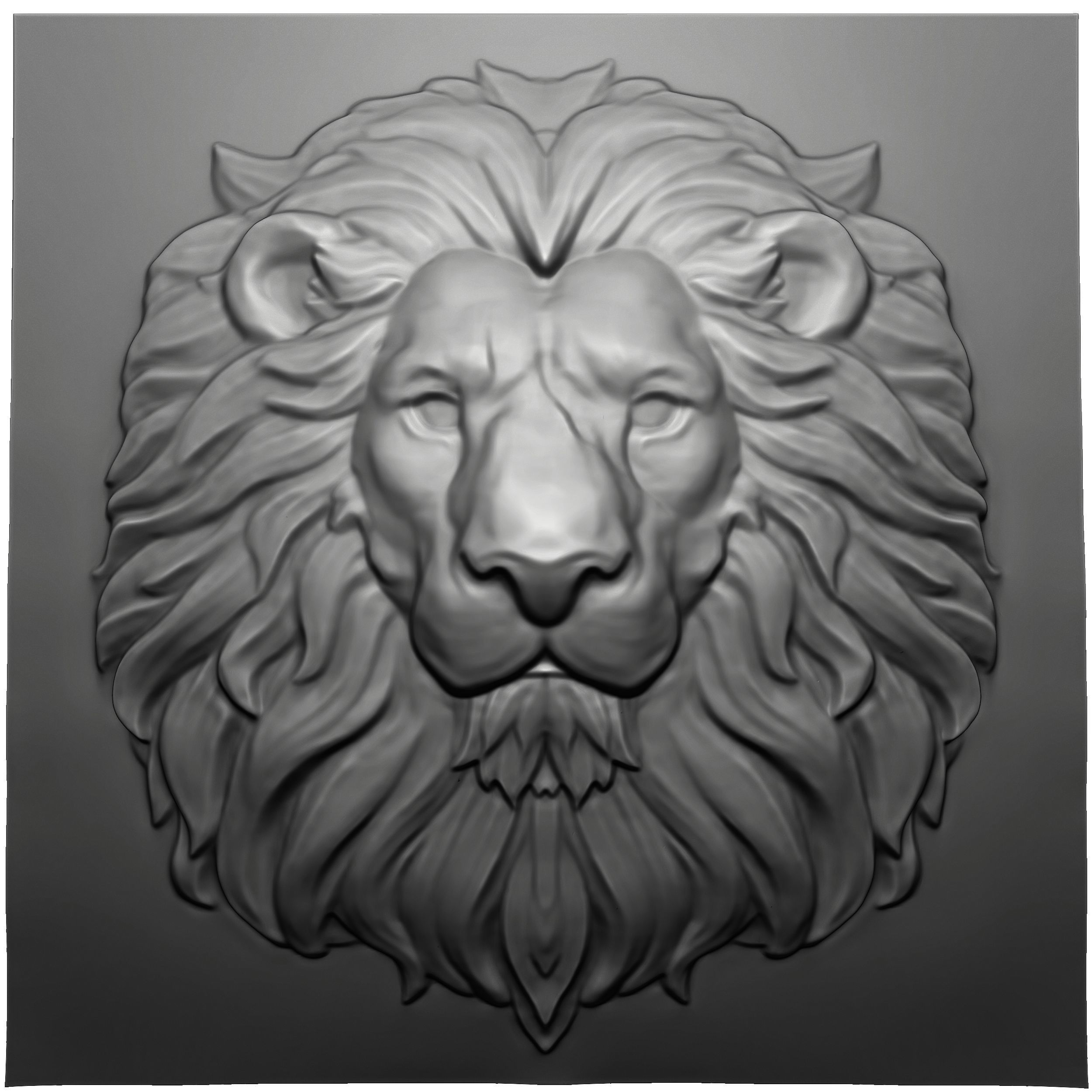 Lion Head 2 CNC bas-relief 3D print model_1