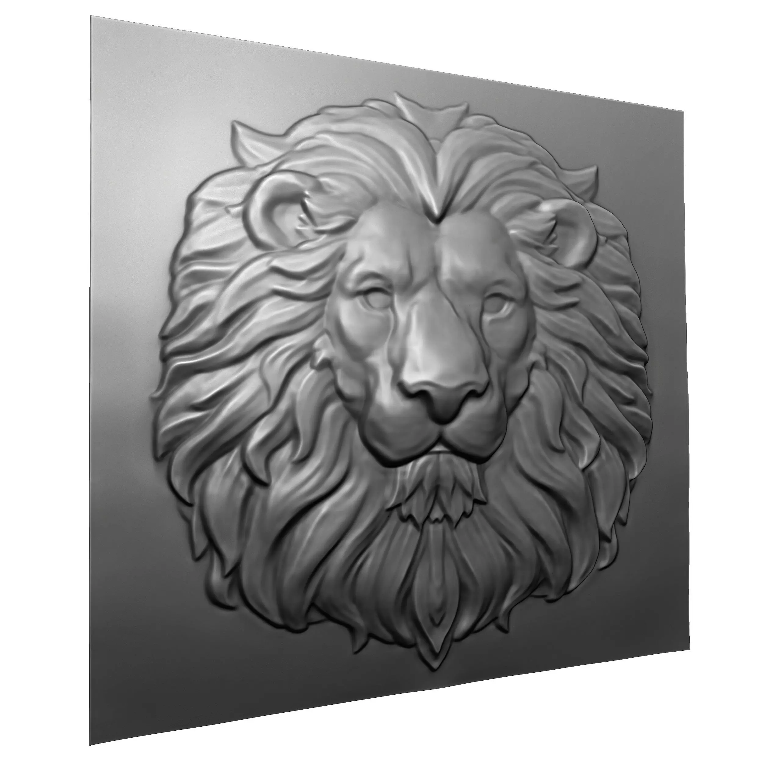 Lion Head 2 CNC bas-relief 3D print model_0