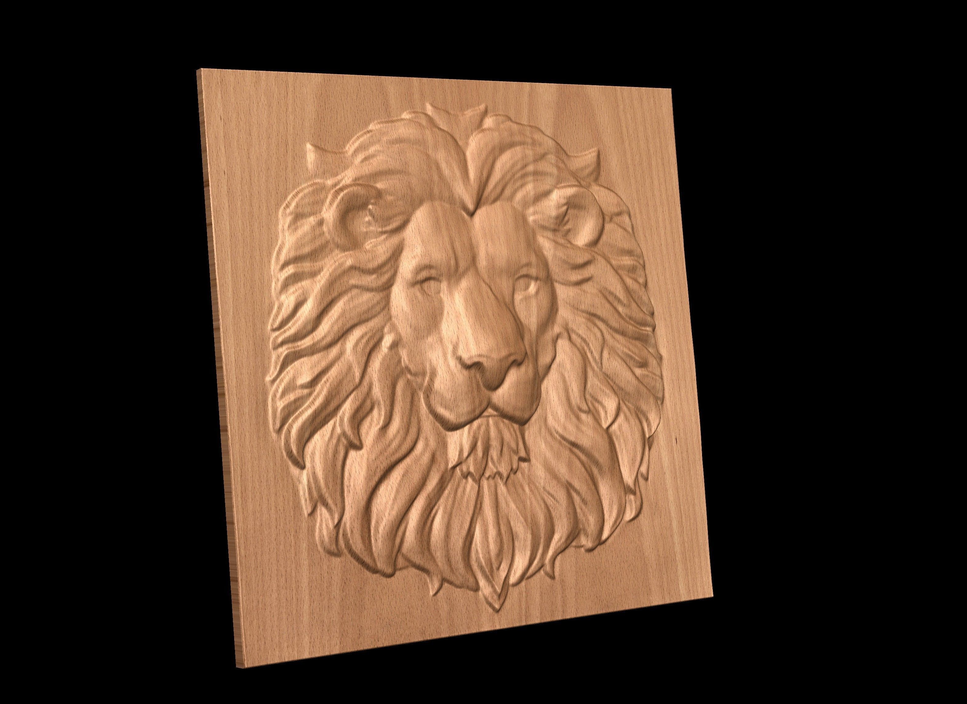 Lion Head 2 CNC bas-relief 3D print model_6