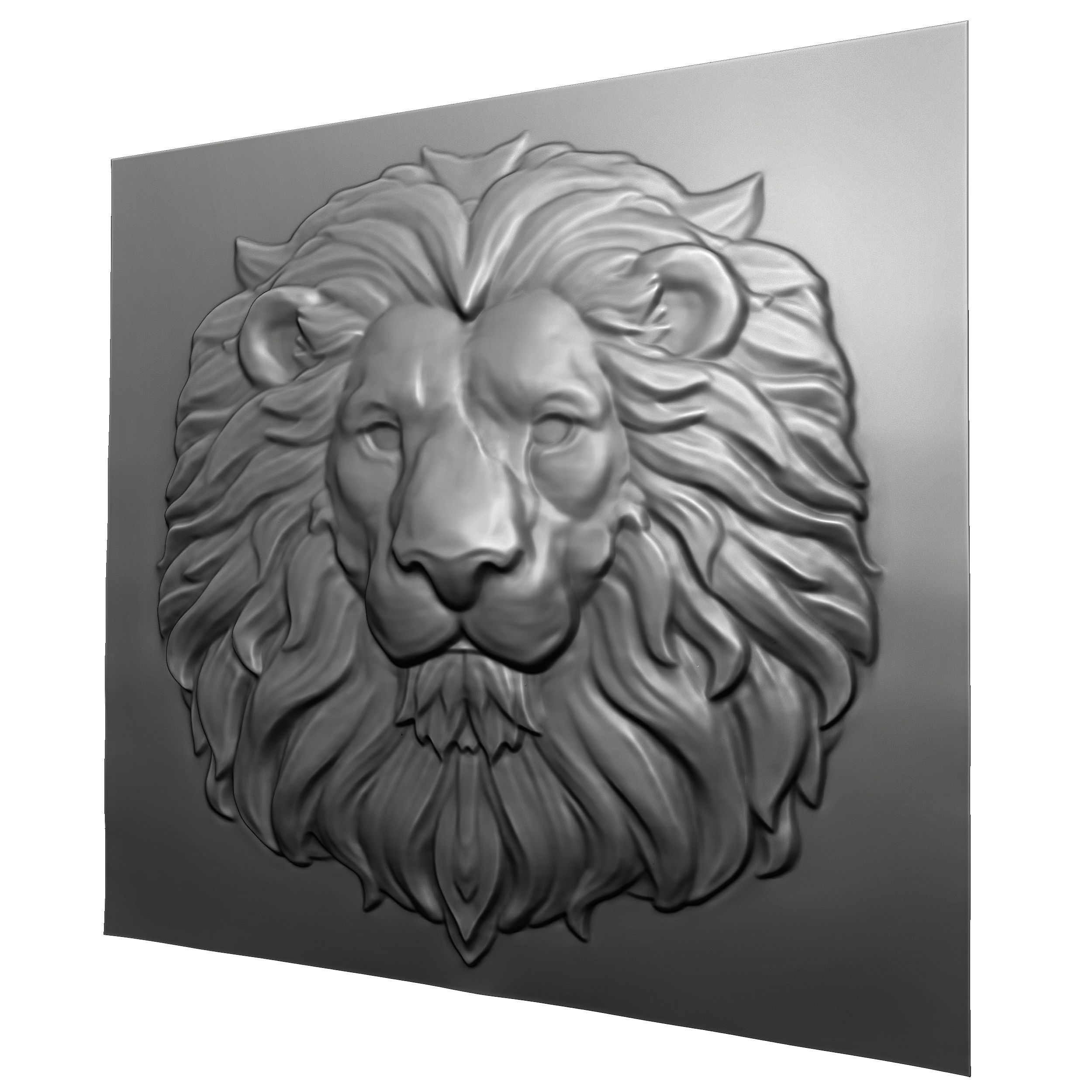Lion Head 2 CNC bas-relief 3D print model_2
