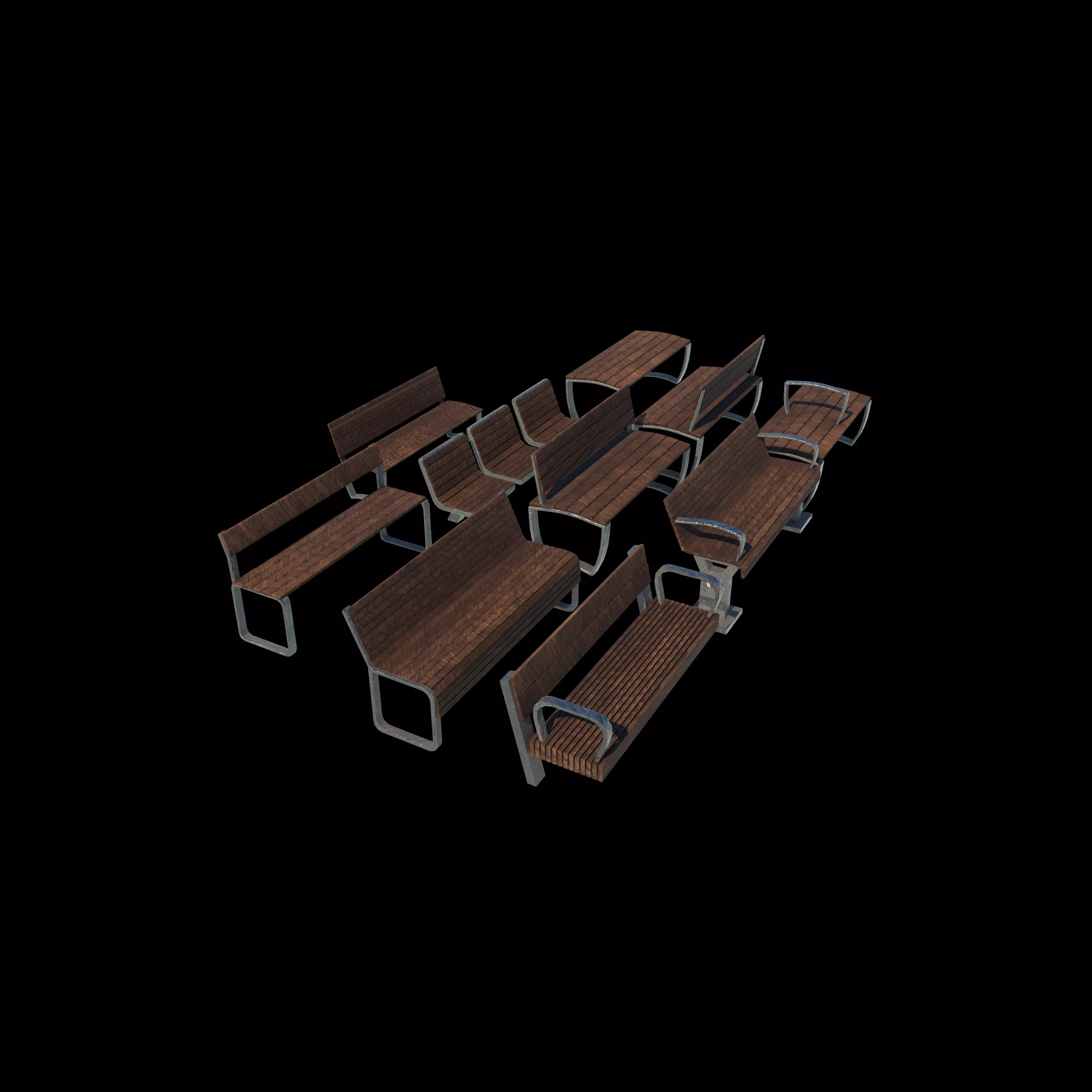 outdoor benchs 3D model