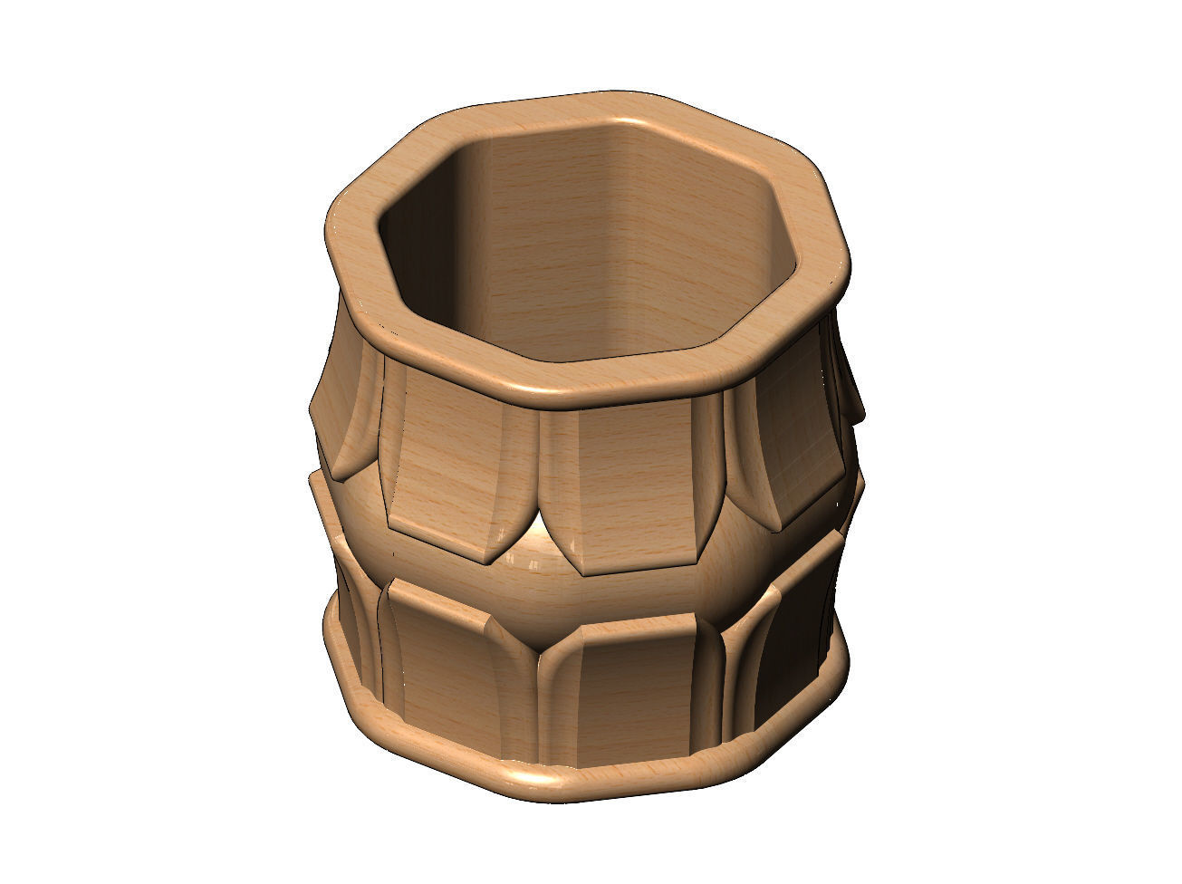 Octagonal decorative lotus bead vase and urn 3D print model_13