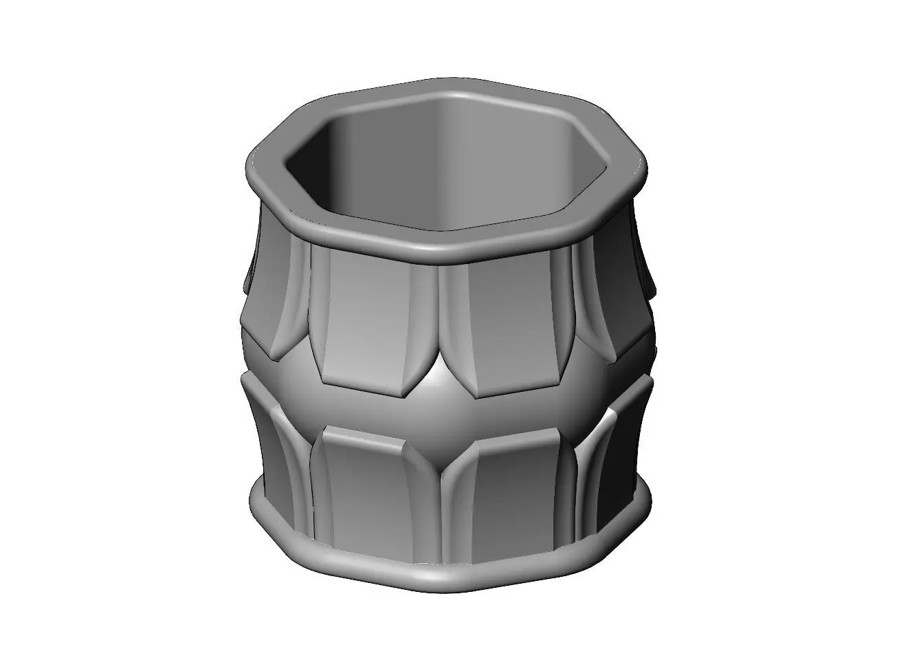 Octagonal decorative lotus bead vase and urn 3D print model_0