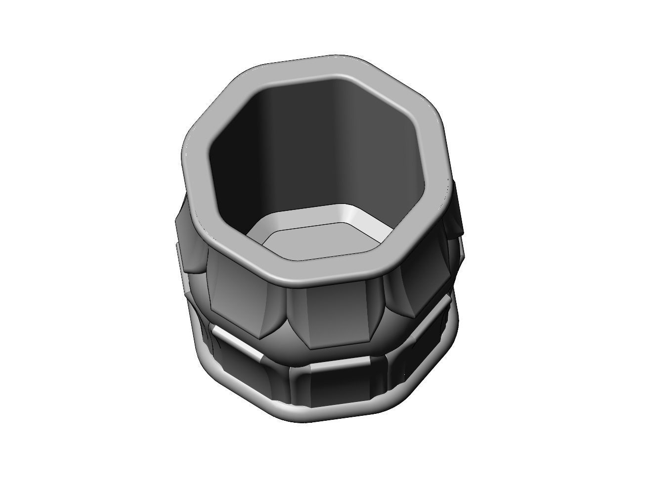 Octagonal decorative lotus bead vase and urn 3D print model_2