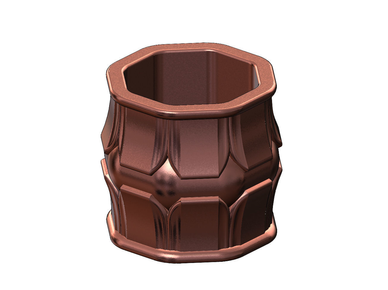 Octagonal decorative lotus bead vase and urn 3D print model_7