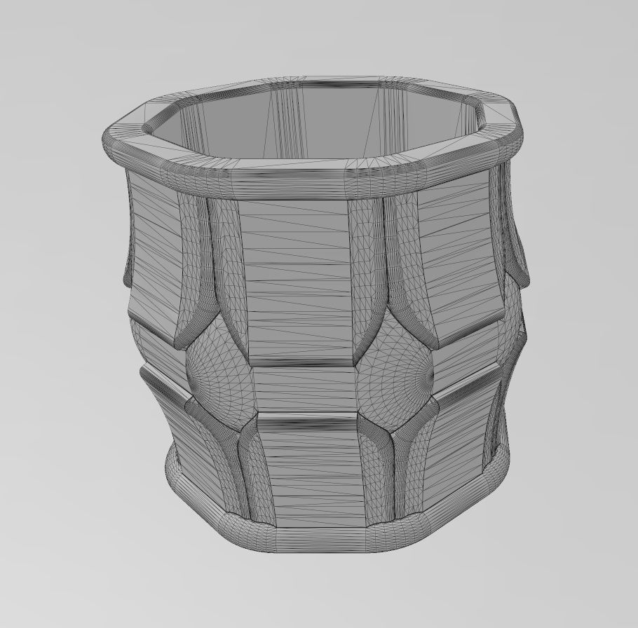 Octagonal decorative lotus bead vase and urn 3D print model_11