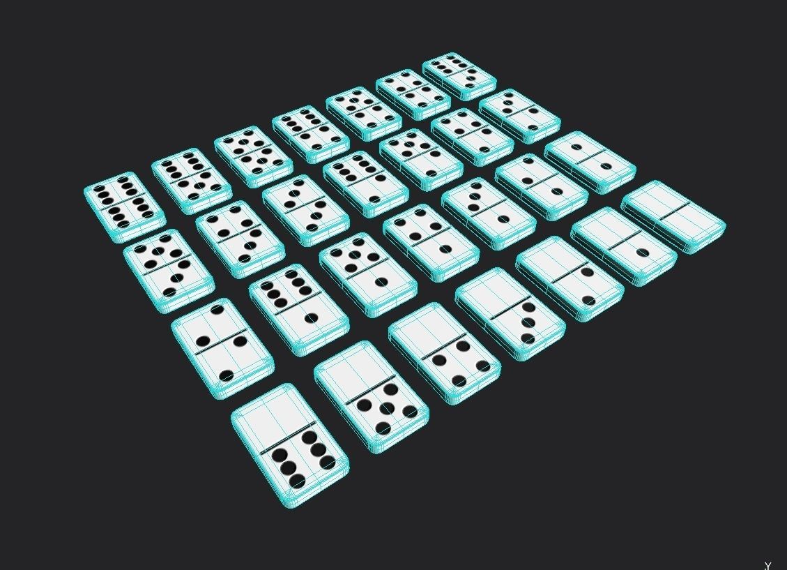 Domino Set M01 Low-poly 3D model_6