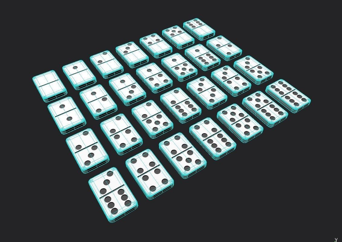 Domino Set M01 Low-poly 3D model_1