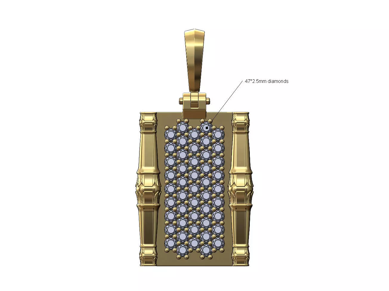 Diamond scroll Lotus bead elongated columns pendant charm 3D print model