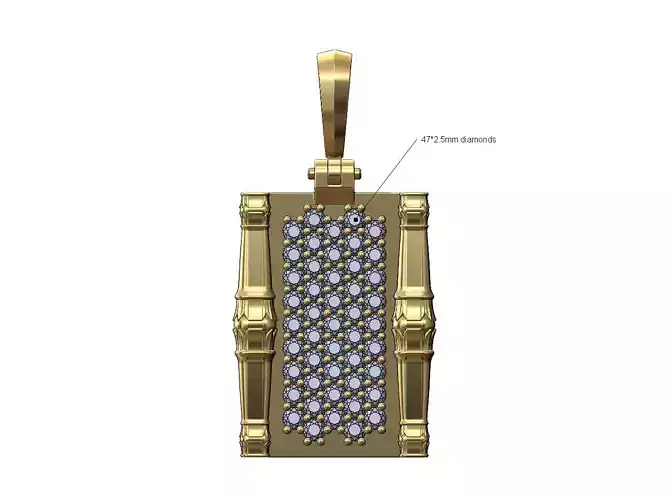 Diamond scroll Lotus bead elongated columns pendant charm 3D print model