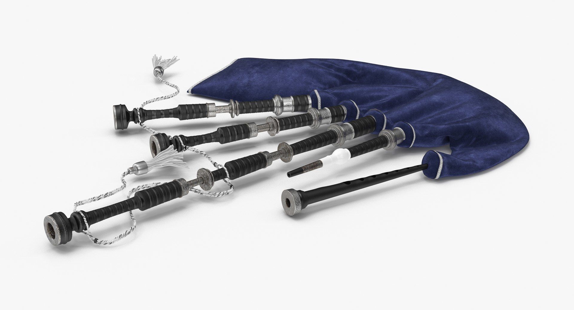 Bagpipes Blue Low-poly 3D model_9