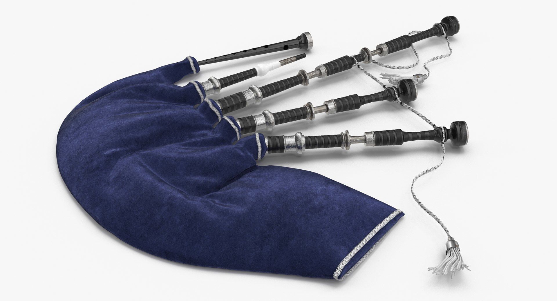 Bagpipes Blue Low-poly 3D model_3