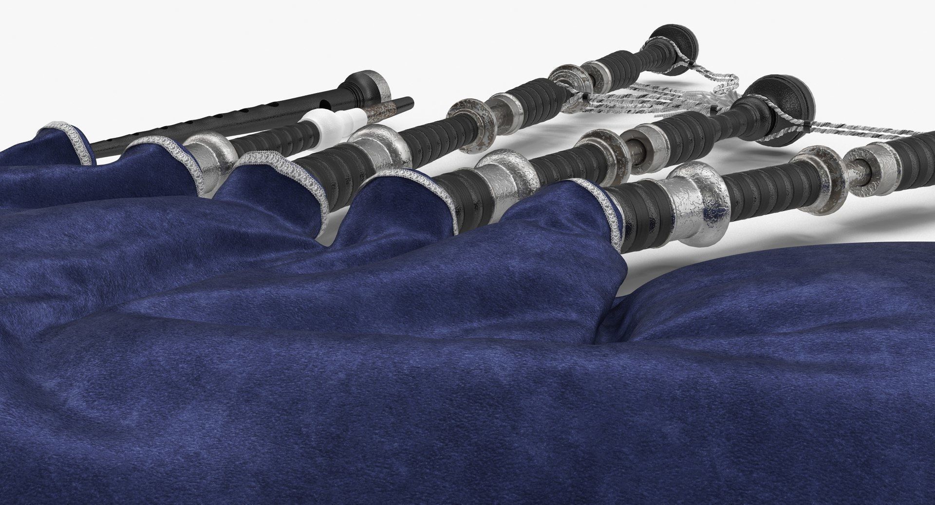 Bagpipes Blue Low-poly 3D model_15