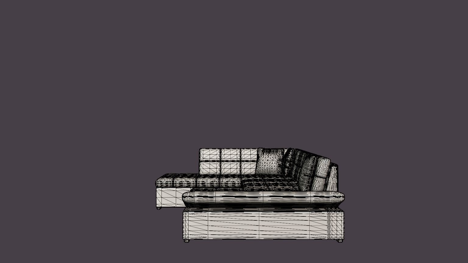 Zumar U Bed Sofa Divan With Storage Right Black Light Low-poly 3D model_7