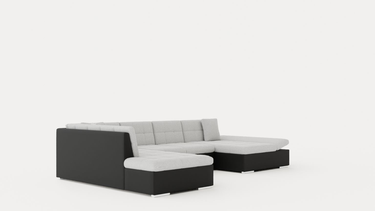 Zumar U Bed Sofa Divan With Storage Right Black Light Low-poly 3D model_1