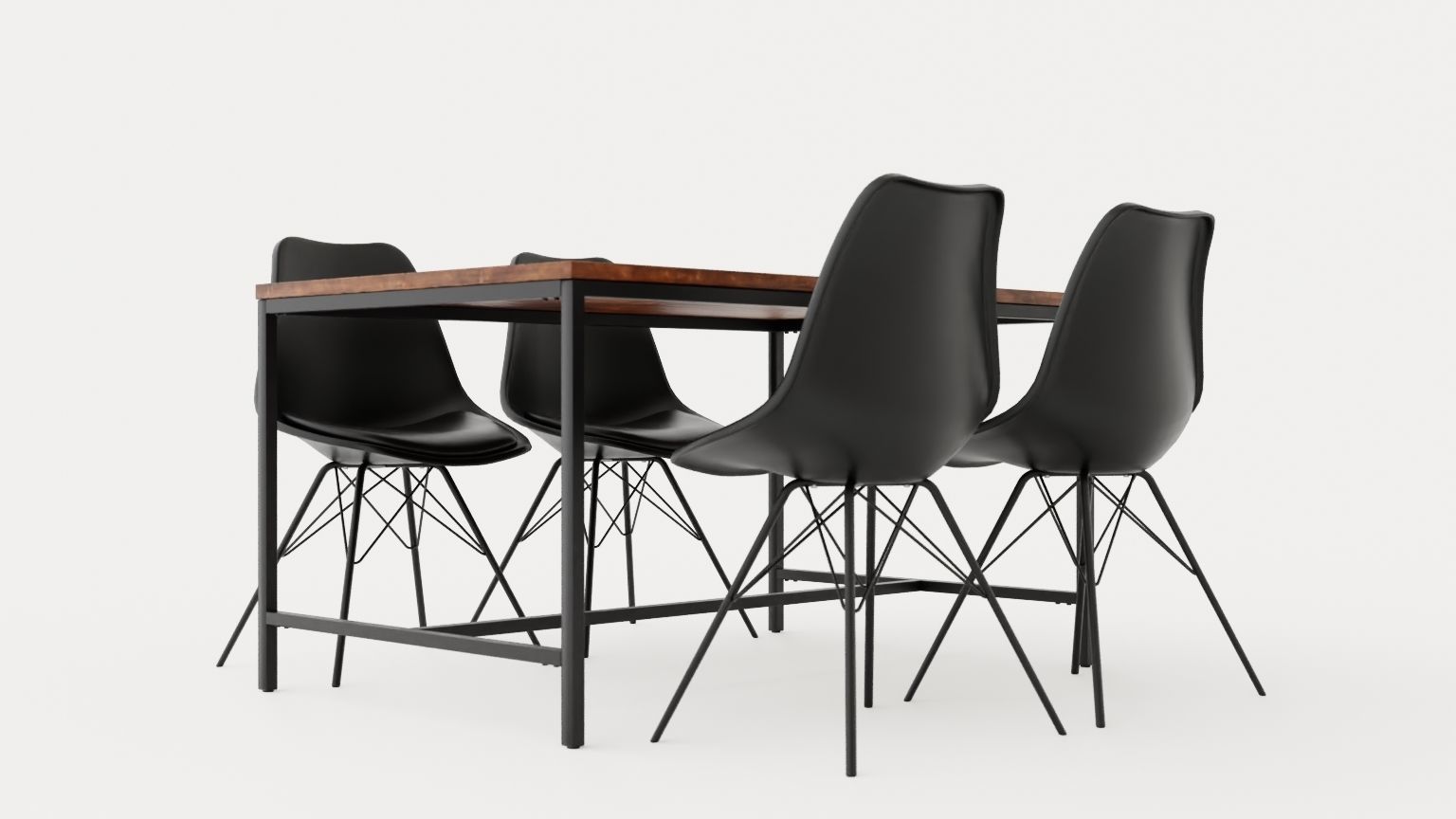 Wilmer Food Group 140 Cm With 4 Shell Chair Low-poly 3D model_1