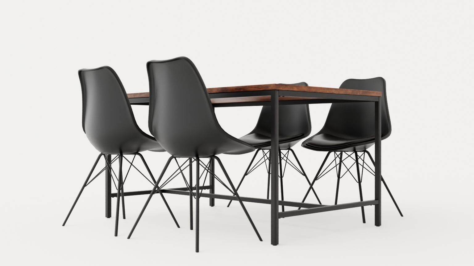 Wilmer Food Group 140 Cm With 4 Shell Chair Low-poly 3D model_3