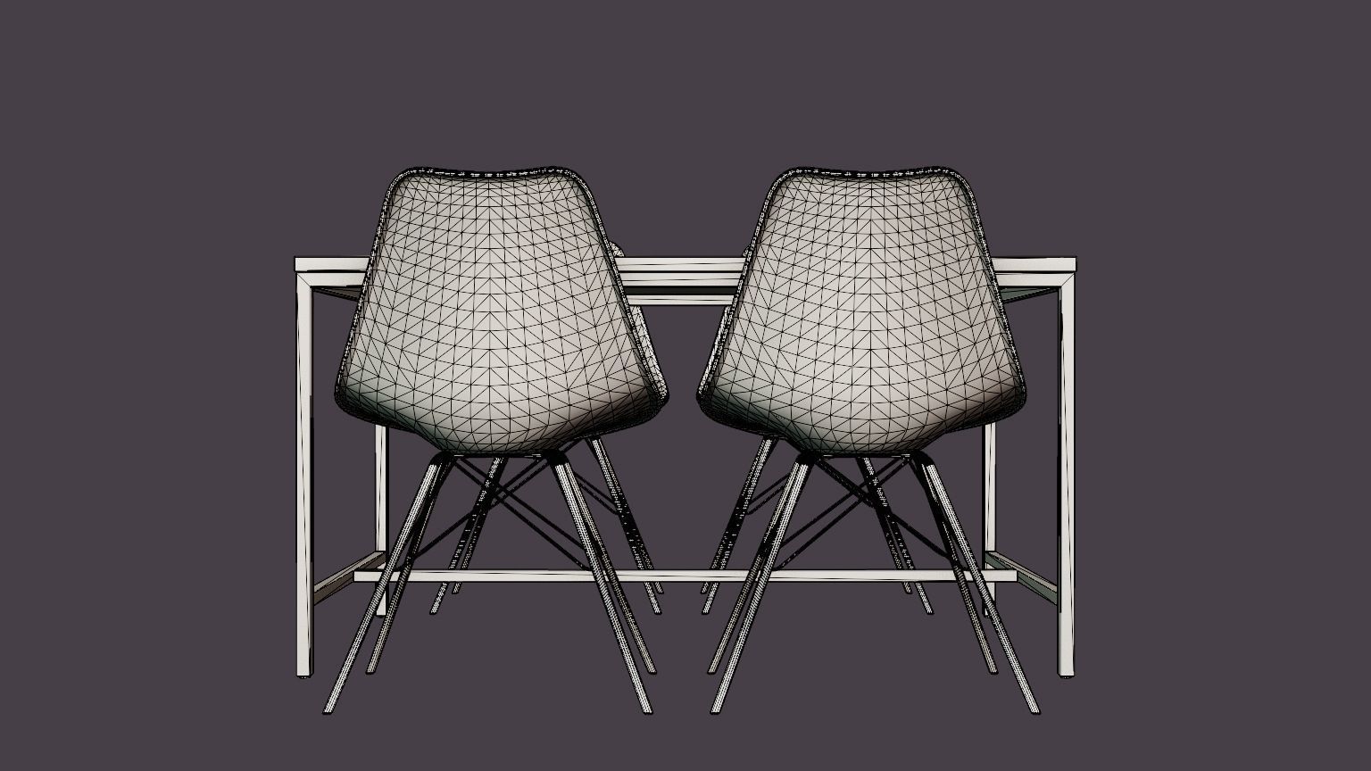 Wilmer Food Group 140 Cm With 4 Shell Chair Low-poly 3D model_5