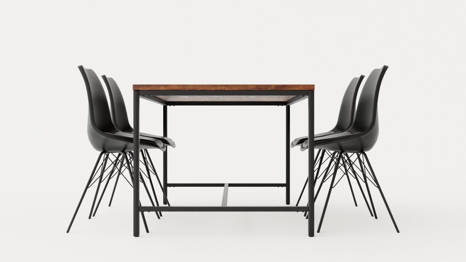 Wilmer Food Group 140 Cm With 4 Shell Chair Low-poly 3D model_2