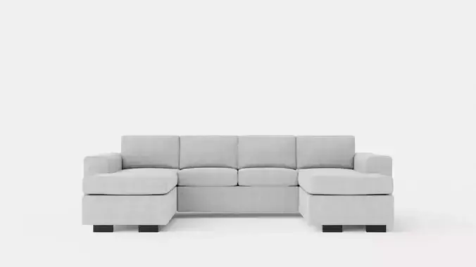 Webster U Sofa With Double Divan Light Gray